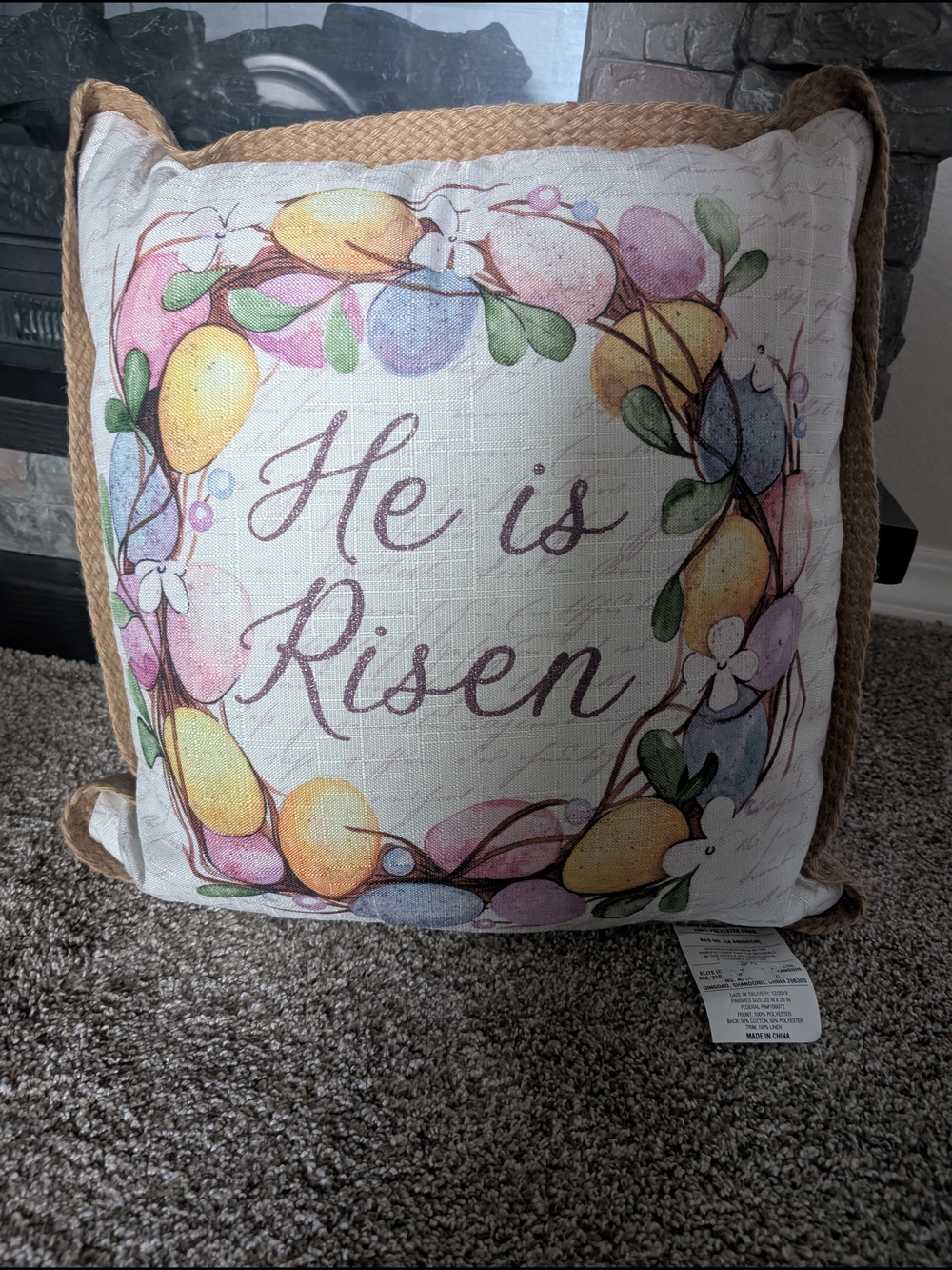 He is Risen Decorative Easter Pillow - Pastel Multi